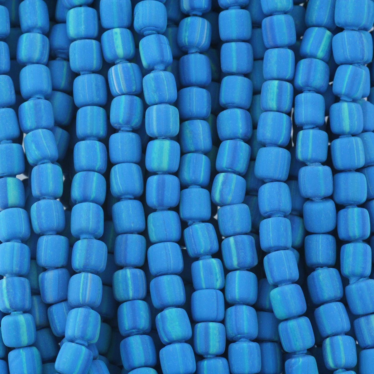 Katsuki beads / stripes / blue green / rollers 6x6mm / rope 40cm / MOWA06038