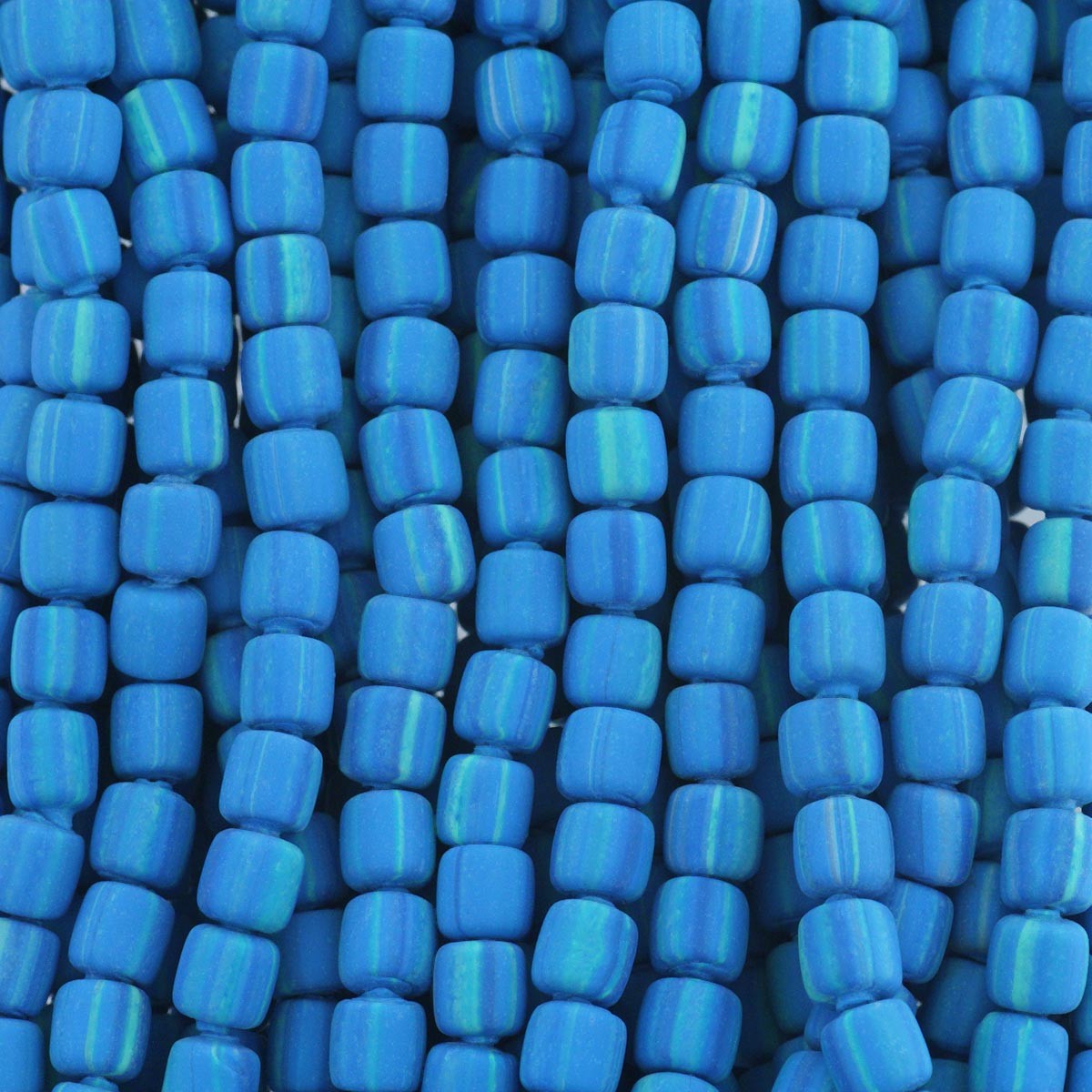 Katsuki beads / stripes / blue green / rollers 6x6mm / rope 40cm / MOWA06038