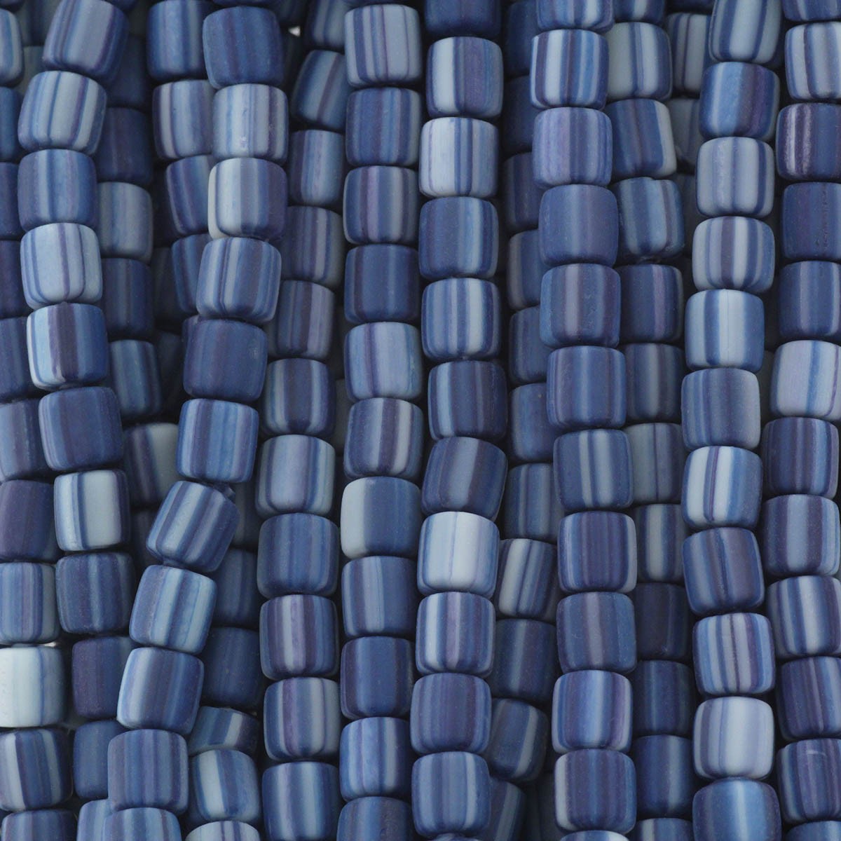 Katsuki beads / stripes / navy blue / rollers 6x6mm / rope 40cm / MOWA06039