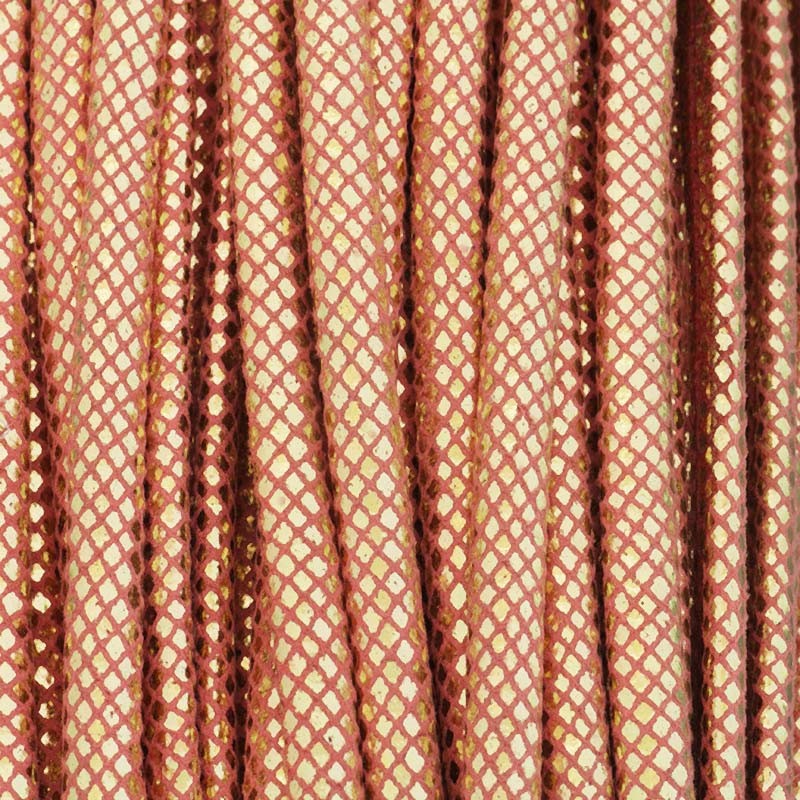 Arlequin strap / salmon and gold / 5x3mm from a 1m spool RZSZ99