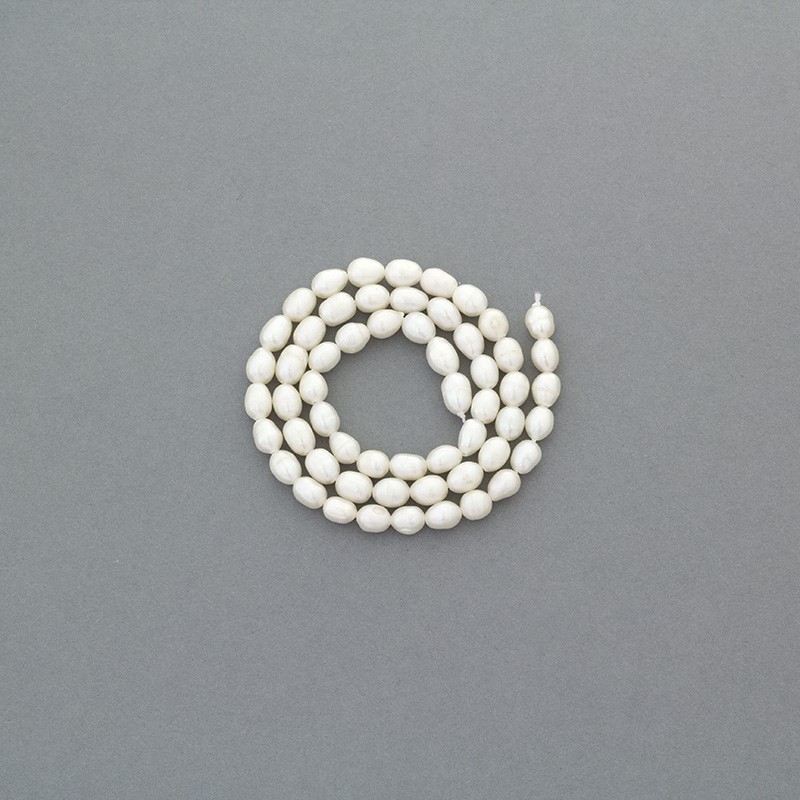 Freshwater pearls / white rope 38cm / oval / 4.5mm PASW149N