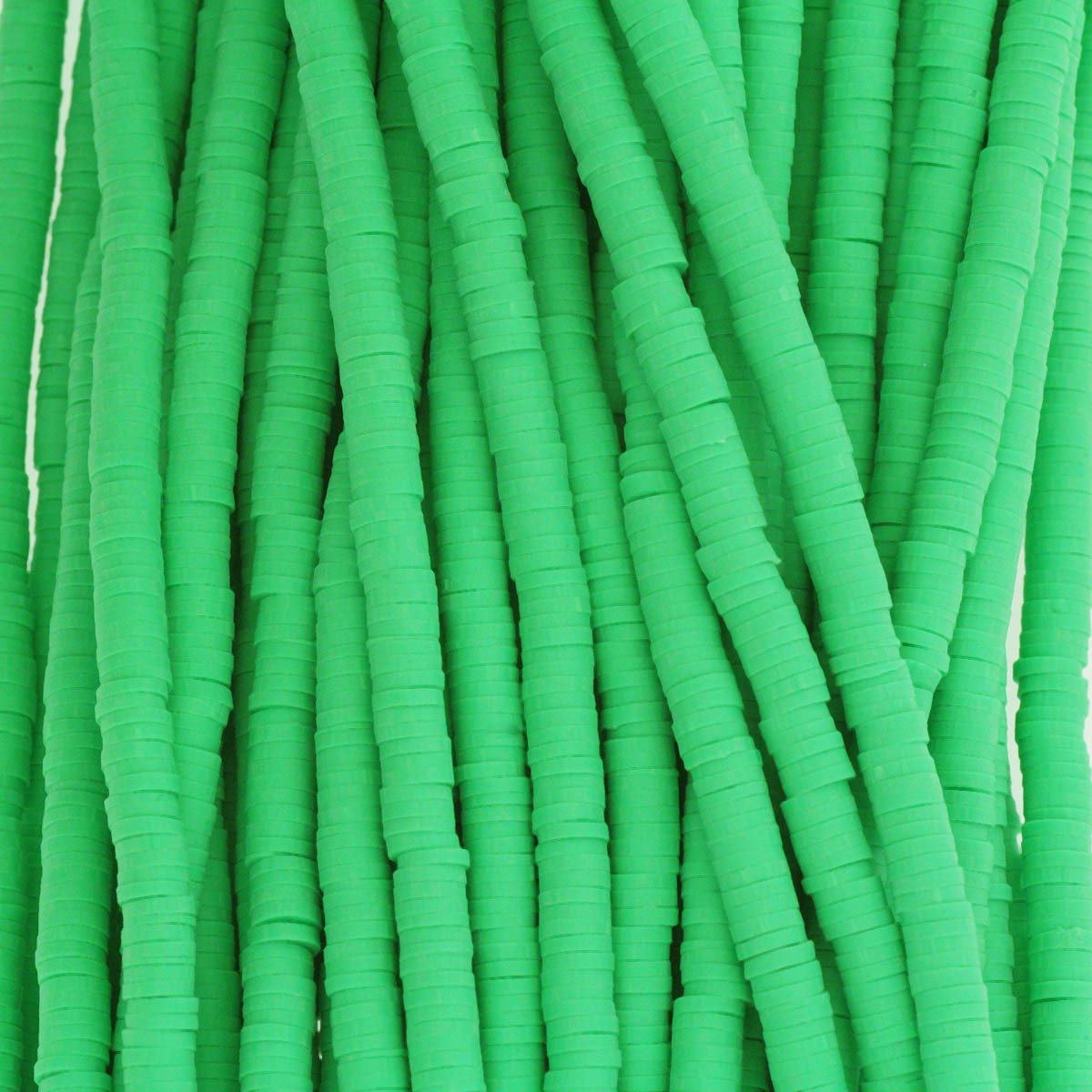 Katsuki beads / intense green / 4mm discs / 40cm rope / MOKA04071