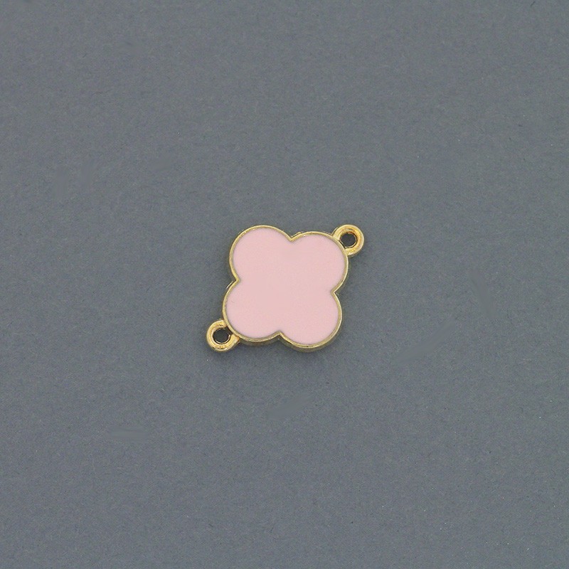 Alhambra enameled connectors / double-sided / pink / gold 15x20mm 1pc AKG853