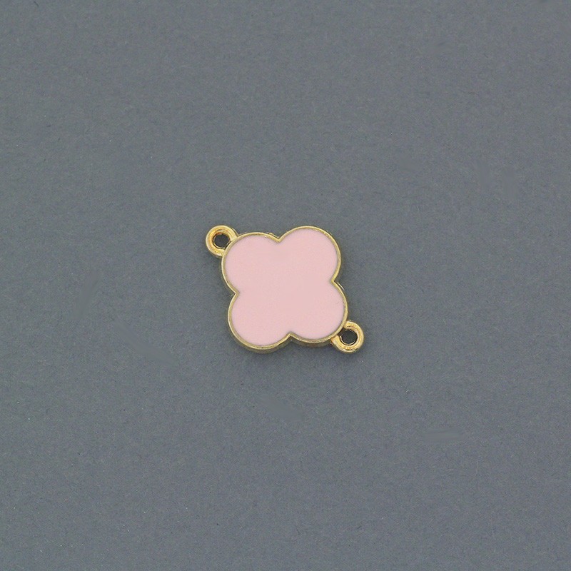 Alhambra enameled connectors / double-sided / pink / gold 15x20mm 1pc AKG853