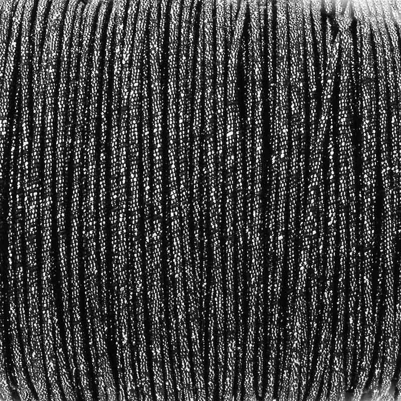Drut w metalicznym oplocie/ czarno- srebrny/ 2mm 1m DRPL2007