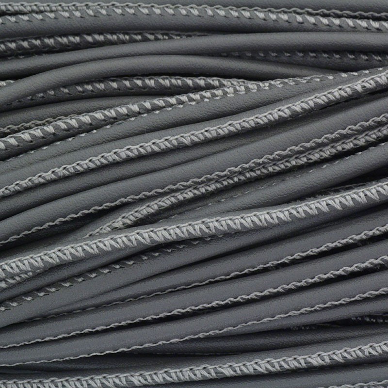Smooth, dark gray / 3mm sewn synthetic strap from a 1m spool RZSZ247