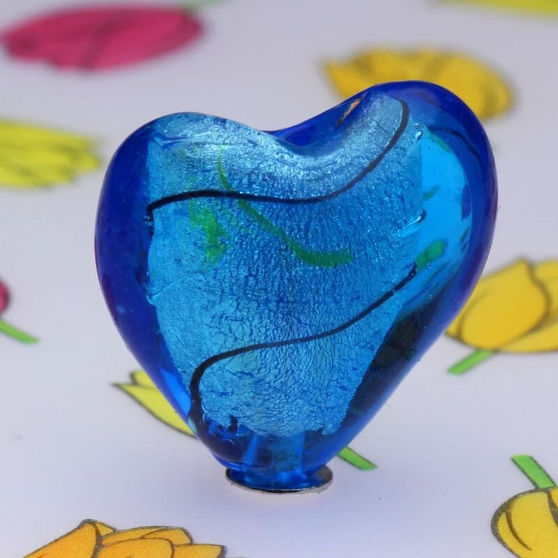 Venetian heart blue 20mm 2pcs SZWESED072