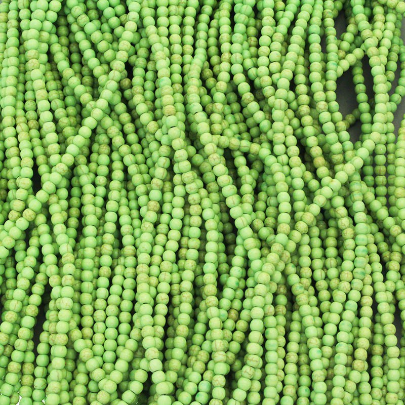 Koraliki Howlit zielony/ kulki 4mm/ 92szt /sznur HOZKU04