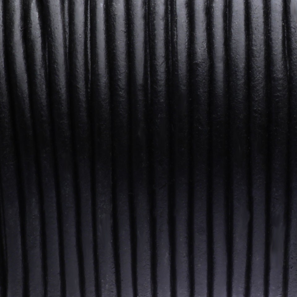 Rzemień skórzany indyjski czarny 6mm okrągły ze szpuli 1m RZ60S01I