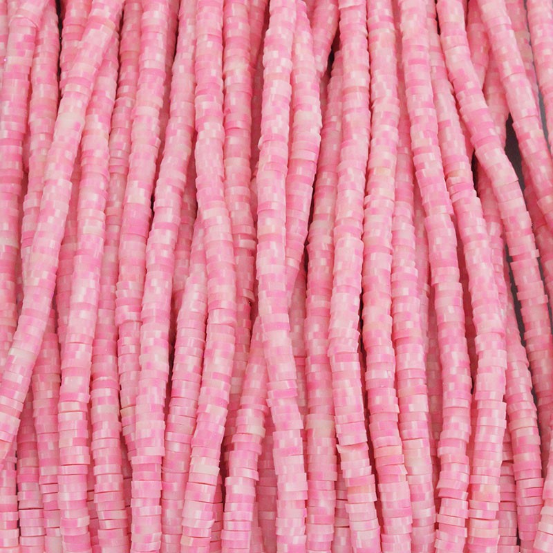 Katsuki beads / Snow / fluo pink on snow / 4mm discs / 40cm rope / MOKA04102