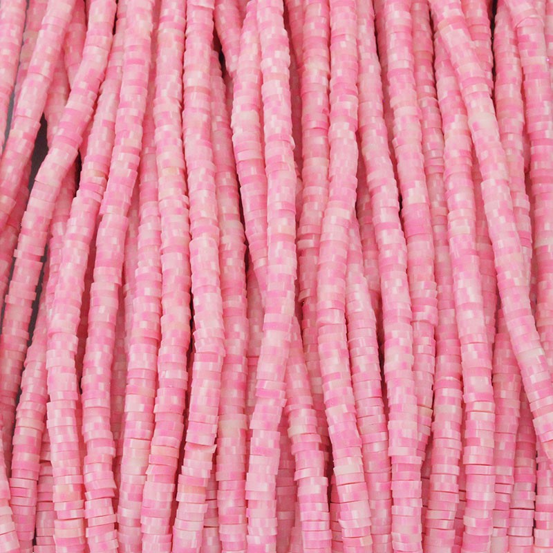 Katsuki beads / Snow / fluo pink on snow / 4mm discs / 40cm rope / MOKA04102