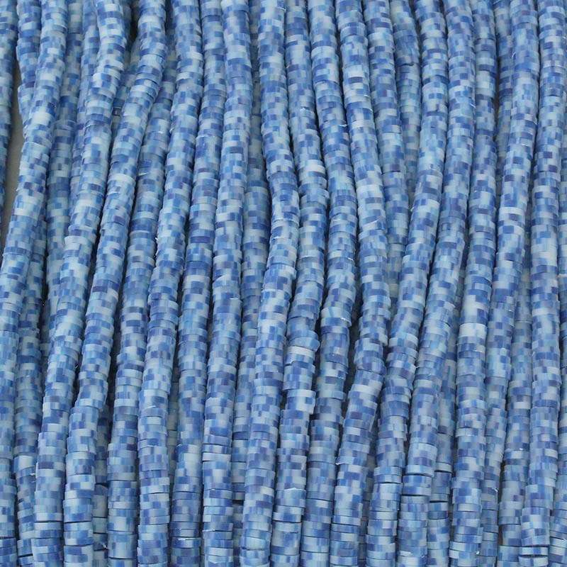 Katsuki beads / Snow / blue on snow / 4mm discs / 40cm rope / MOKA04107