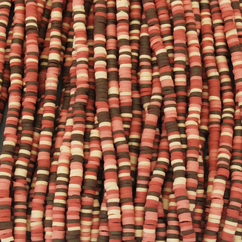 Katsuki beads / Stripes / Khartoum / 4mm discs / 40cm rope / MOKA04122
