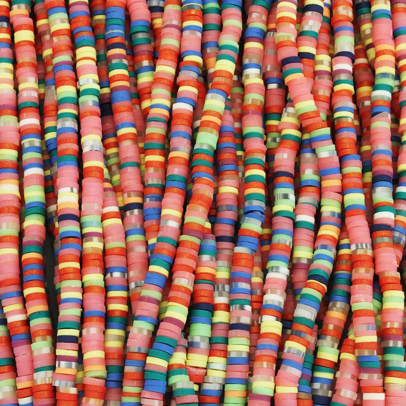Katsuki beads / Stripes / Ankara / 4mm discs / 40cm rope / MOKA04128