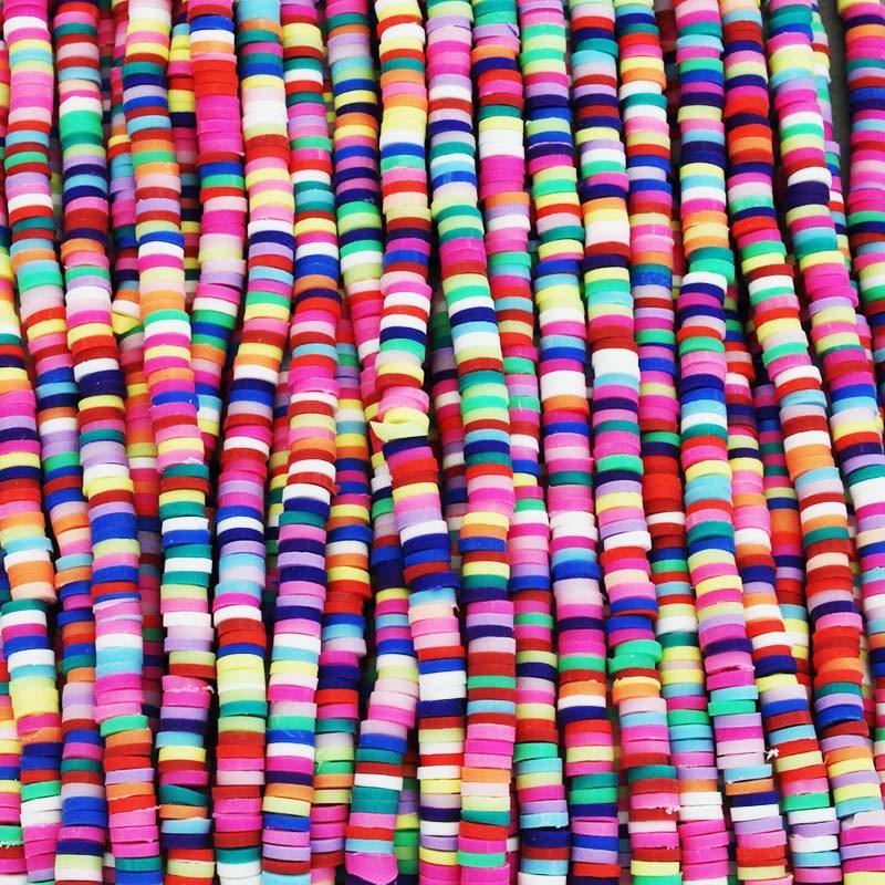 Katsuki beads / Stripes / Havana / 4mm discs / 40cm rope / MOKA04129