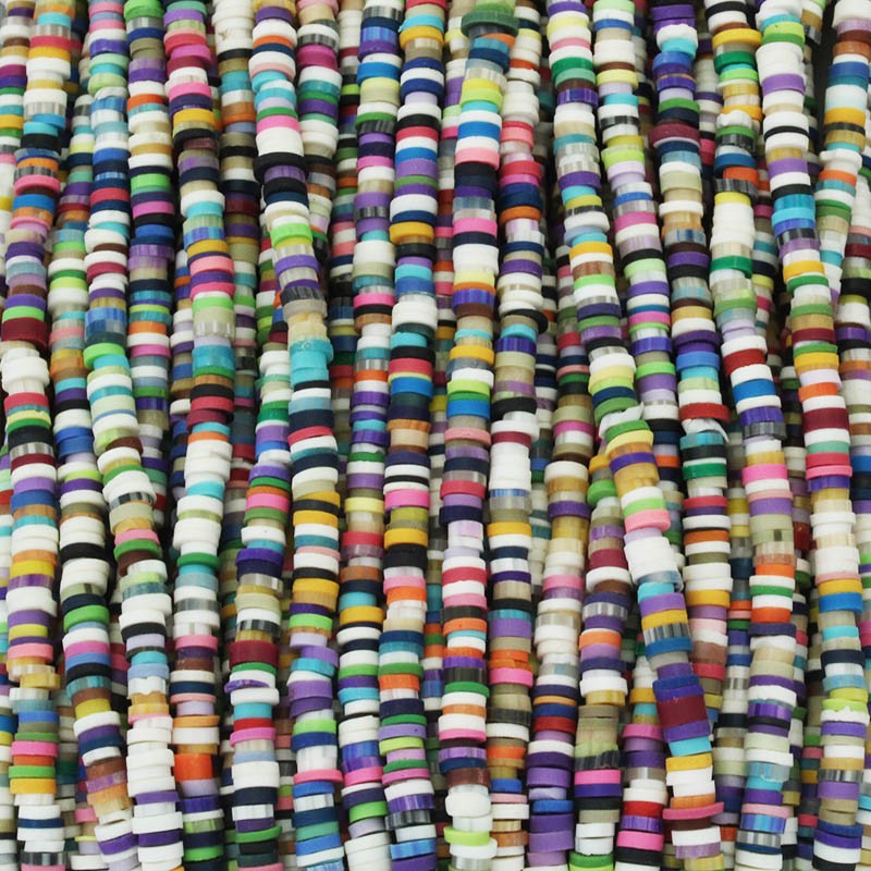 Katsuki beads / Stripes / Tirana / 4mm discs / 40cm rope / MOKA04133