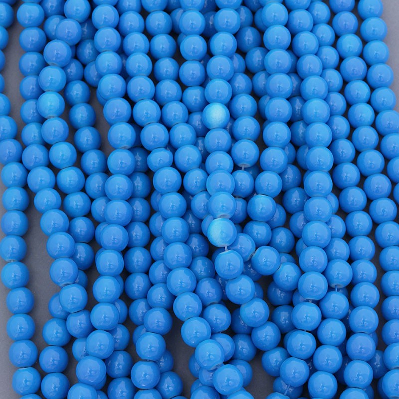 Milky glass beads for bracelets 104 pieces blue 8mm beads SZTP0807