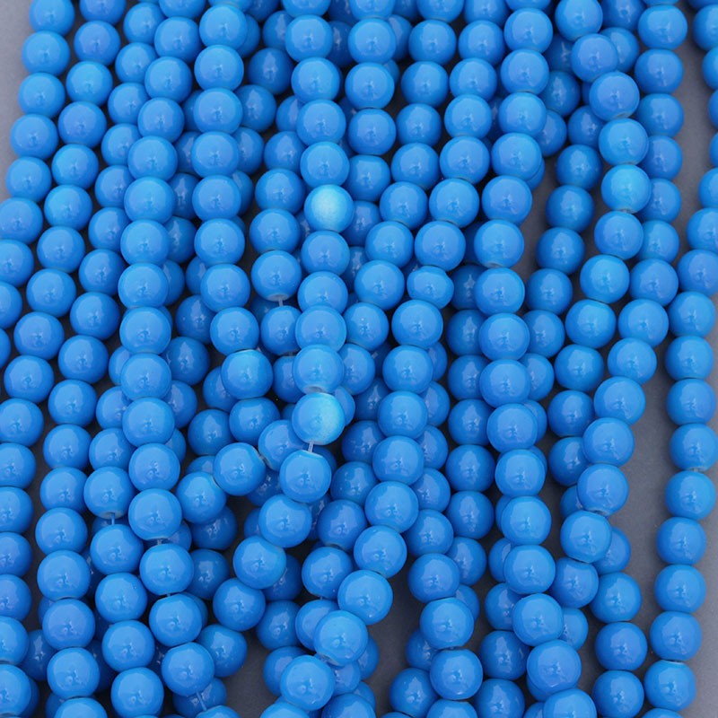 Milky glass beads for bracelets 104 pieces blue 8mm beads SZTP0807