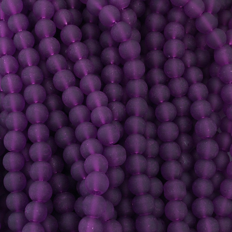 Glass beads 10mm / frosted / 85 pcs / purple / Sea Glass / SZSG1022