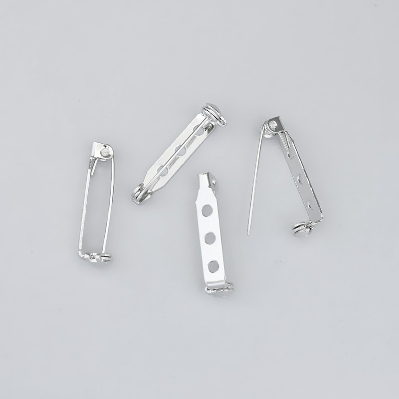 Longitudinal brooch bases 30mm / with protection / platinum / 10pcs BBR11A