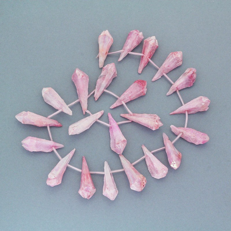 Rose pearl quartz / pendants drops thick 35mm 1pc KAKR35