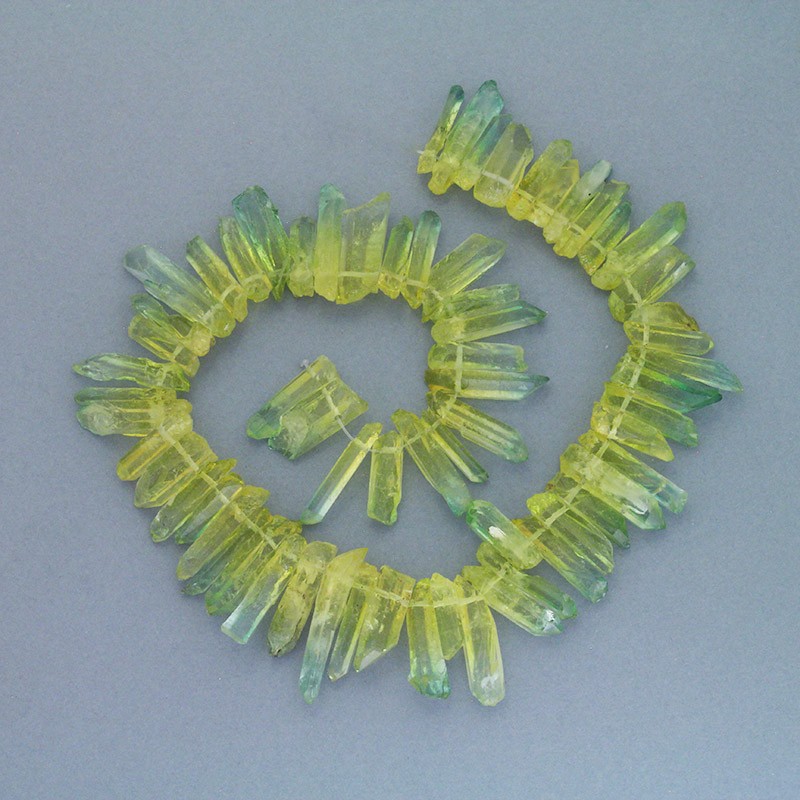 Dyed / shaded / green-yellow quartz / faceted icicles / 20-28mm / 1 piece KAKR42