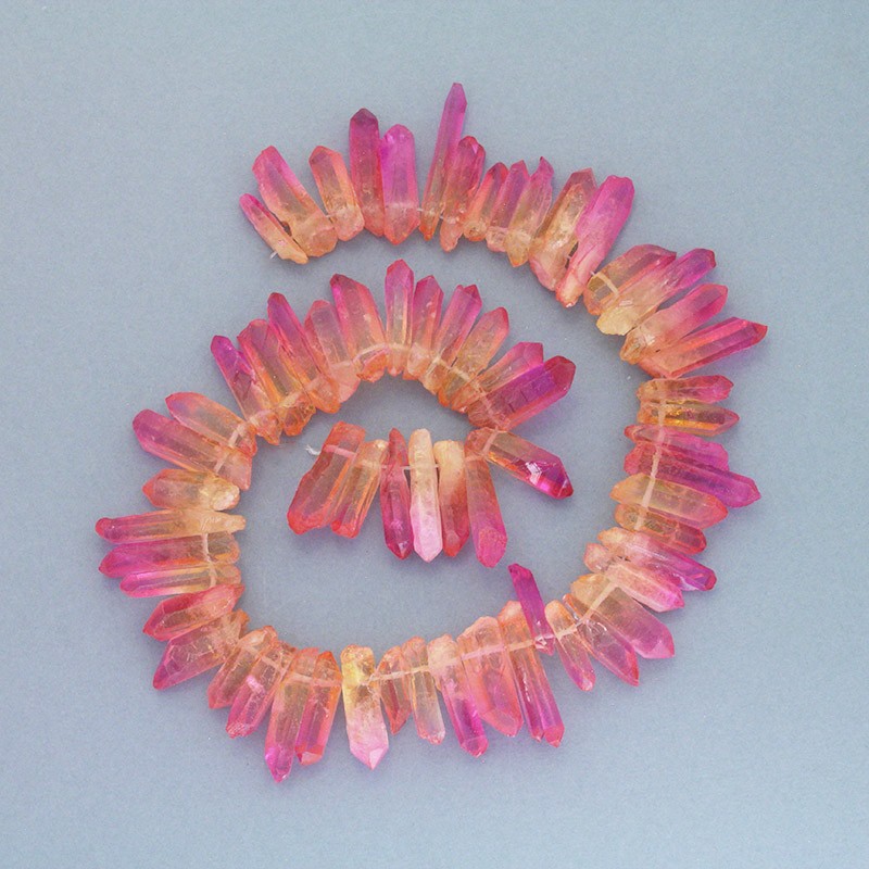 Dyed / shaded / peach-pink quartz / faceted icicles / 20-28mm / 1pc KAKR43