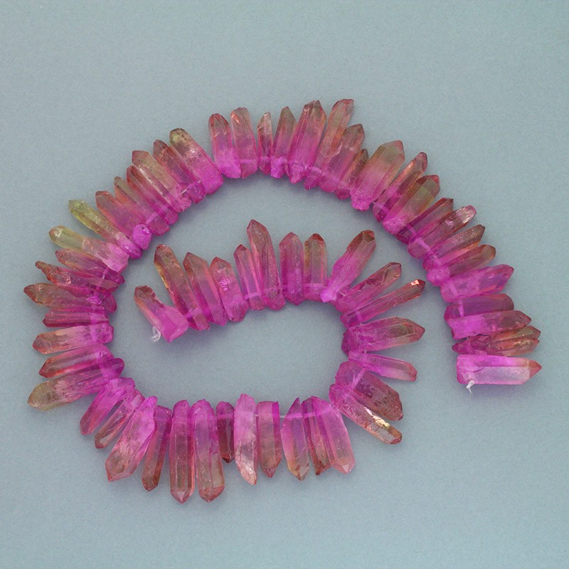 Dyed / shaded / honey-pink quartz / faceted icicles / 20-28mm / 1 piece KAKR45
