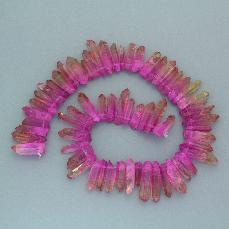 Dyed / shaded / honey-pink quartz / faceted icicles / 20-28mm / 1 piece KAKR45