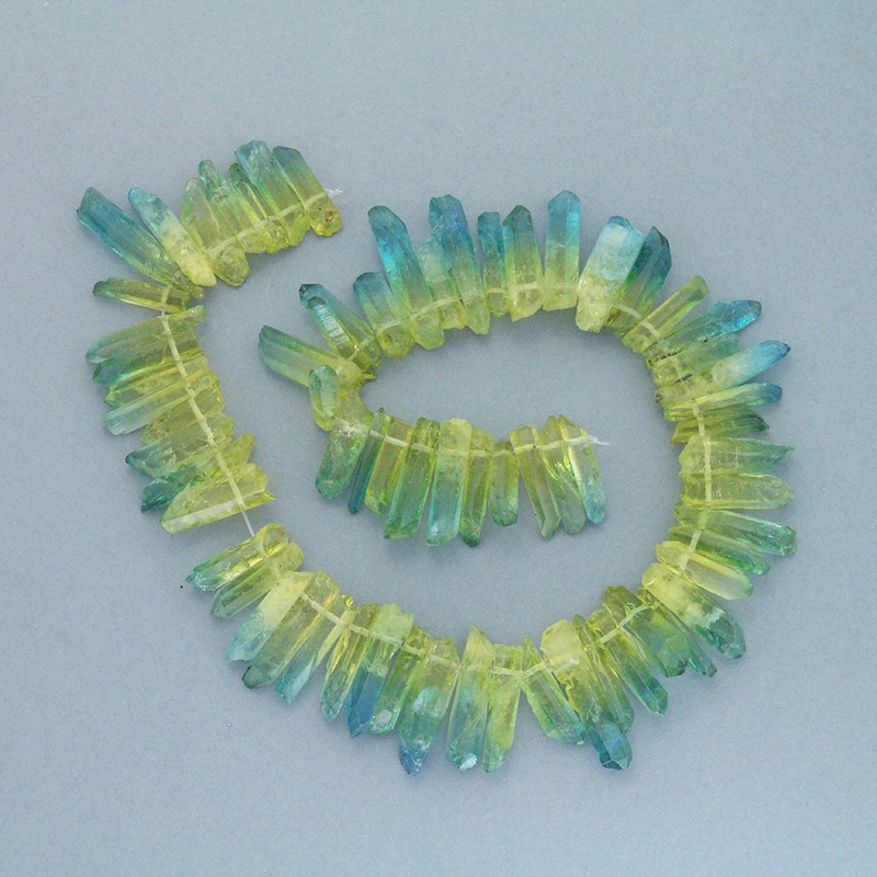 Dyed / shaded / turquoise-yellow quartz / faceted icicles / 20-28mm / 1 piece KAKR48