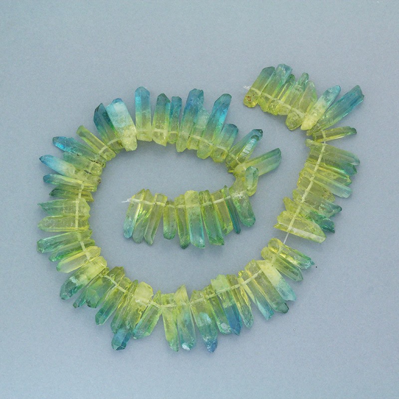 Dyed / shaded / turquoise-yellow quartz / faceted icicles / 20-28mm / 1 piece KAKR48