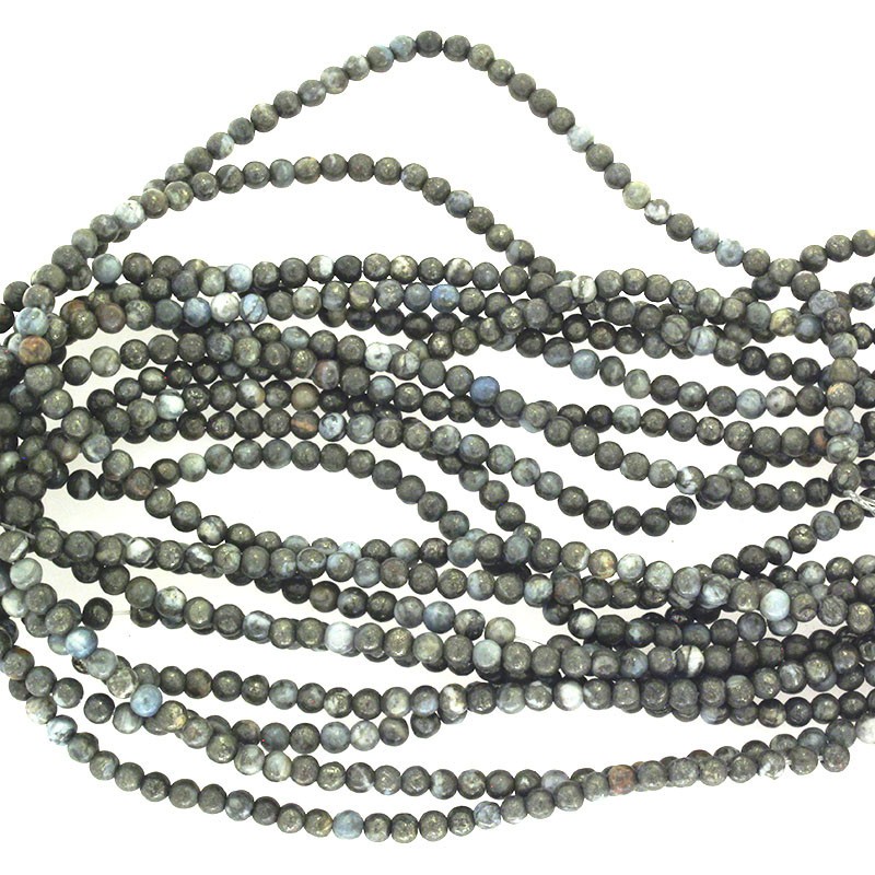 Pyrite with gray jade / 4mm balls / rope 96 pcs. / KAPIKU0402