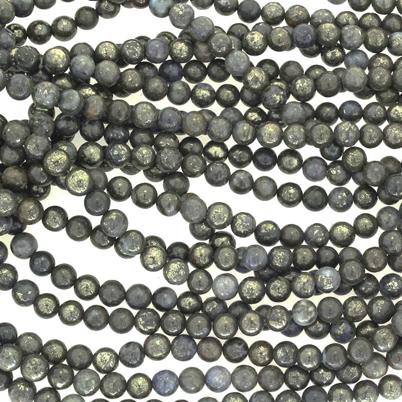 Pyrite with gray jade / 6mm balls / rope 64 pcs. / KAPIKU0601