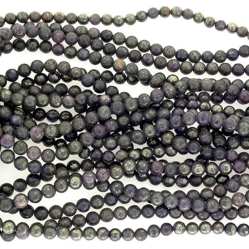 Pyrite with charoite / 6mm balls / rope 64 pcs. / KAPIKU0604