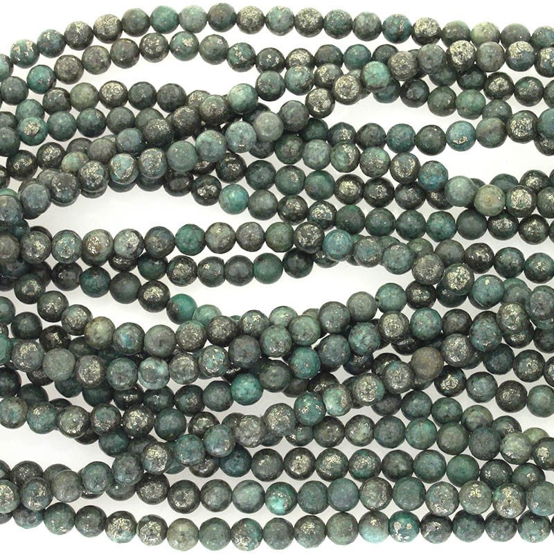 Pyrite with jade / 6mm balls / rope 64 pcs. / KAPIKU0605