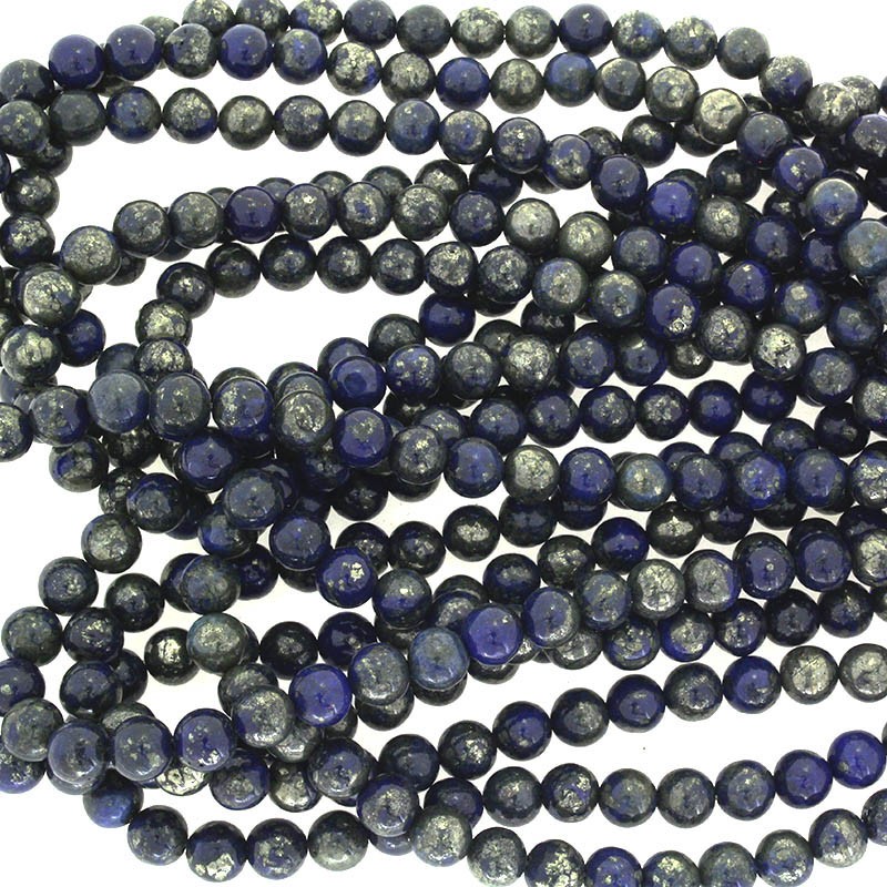 Pyrite with lapis lazuli / 8mm balls / rope 50 pcs. / KAPIKU0801
