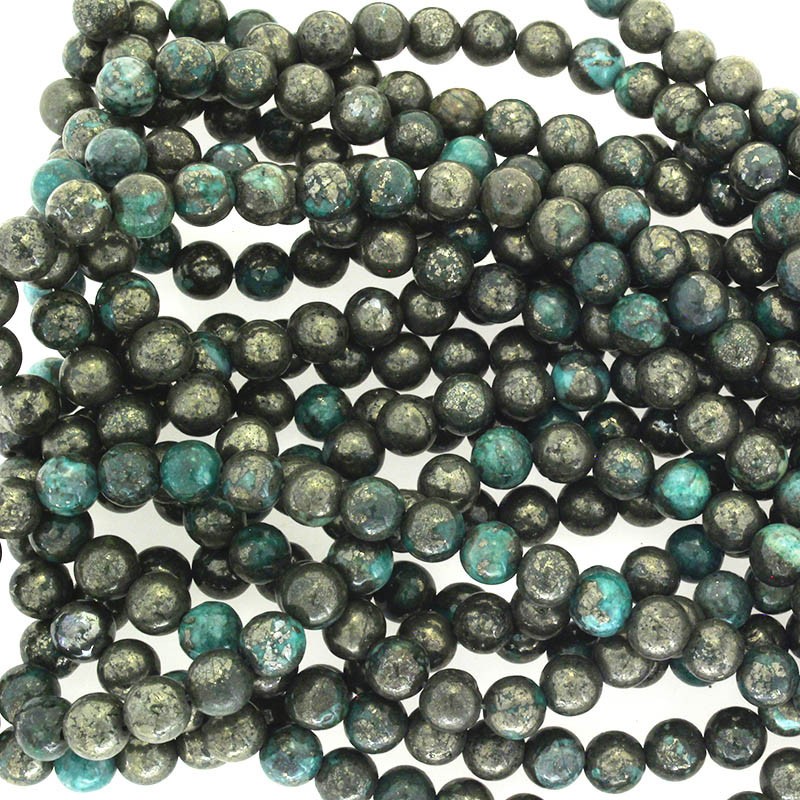 Pyrite with jade / 8mm balls / rope 50pcs. / KAPIKU0803
