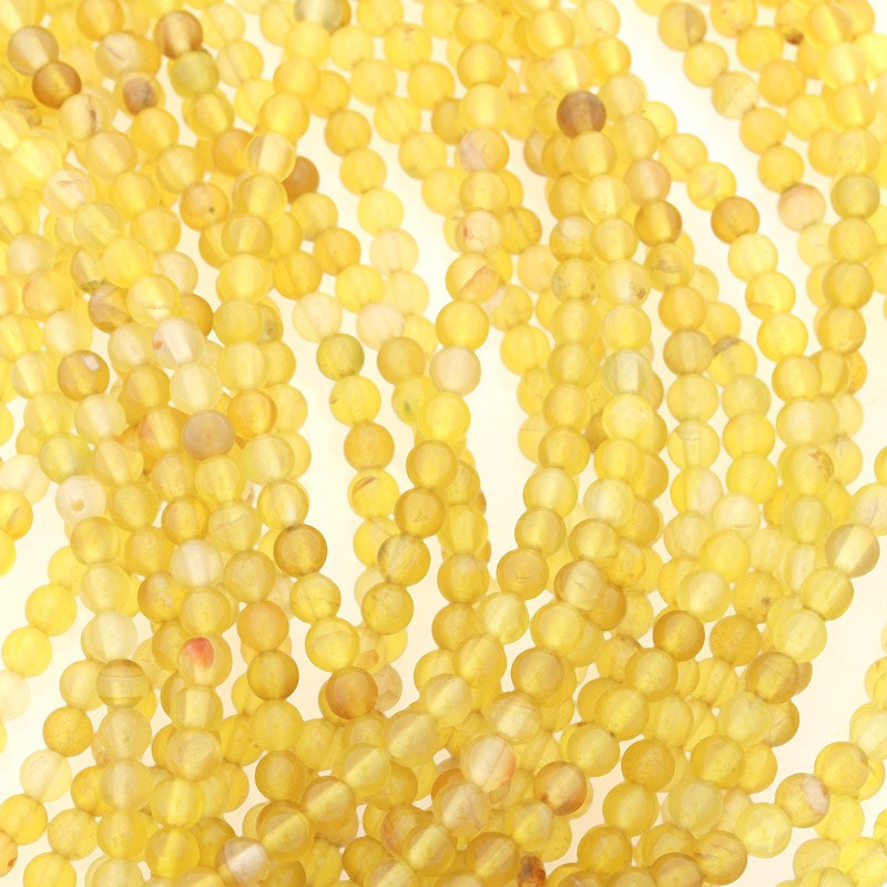 Yellow agate beads 4mm balls about 90pcs (string) KAAG0415