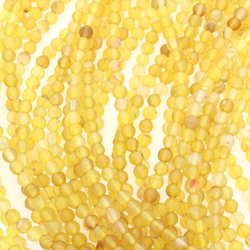 Yellow agate beads 4mm balls about 90pcs (string) KAAG0415