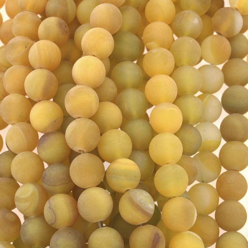 Matte agate beads / yellow / 12mm balls / 31pcs (cord) KAAGM1213