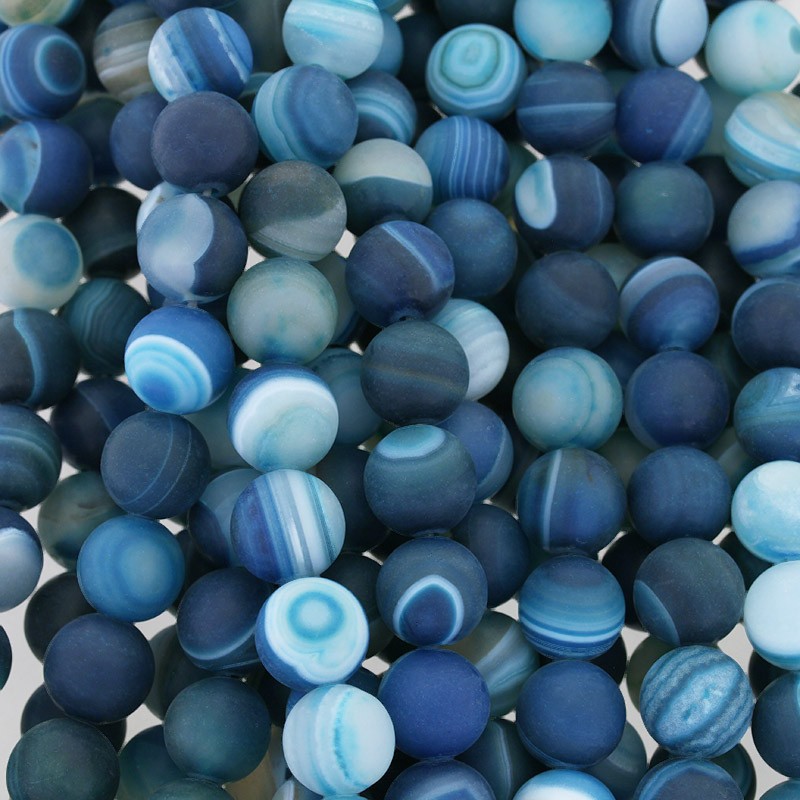 Matte agate beads / blue / balls 12mm / 31pcs (cord) KAAGM1214