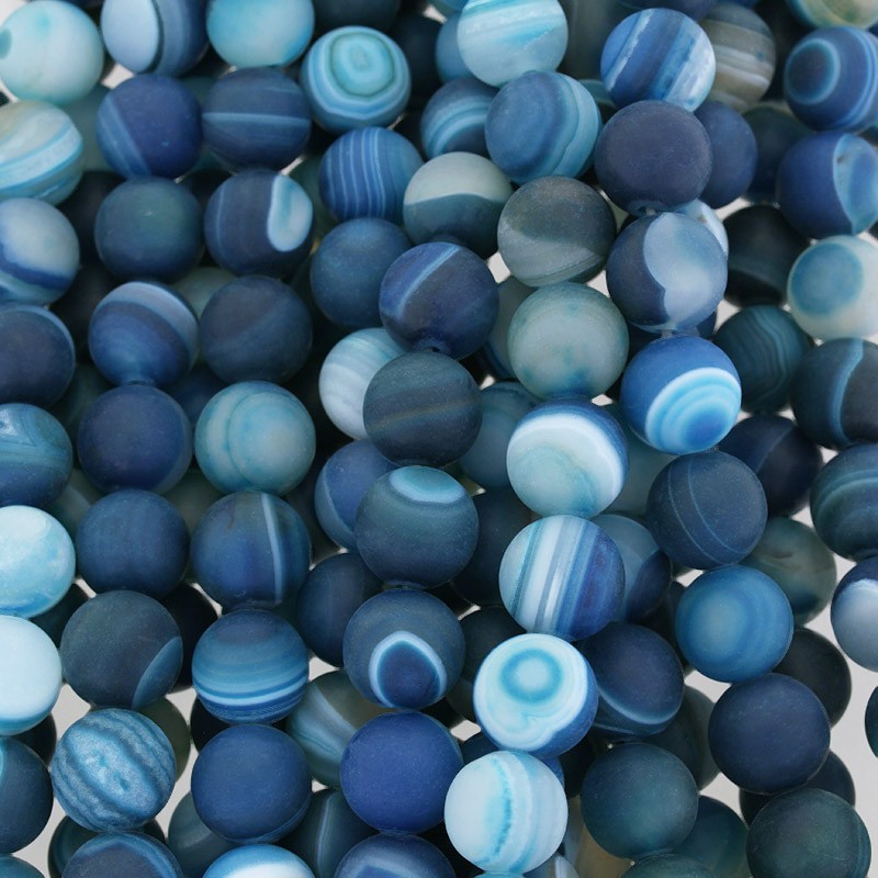 Matte agate beads / blue / balls 12mm / 31pcs (cord) KAAGM1214