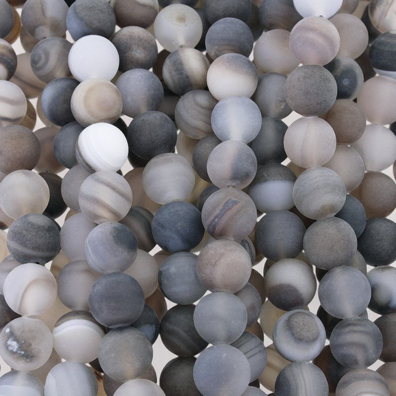 Matte agate beads / gray / 12mm balls / 31pcs (cord) KAAGM1216