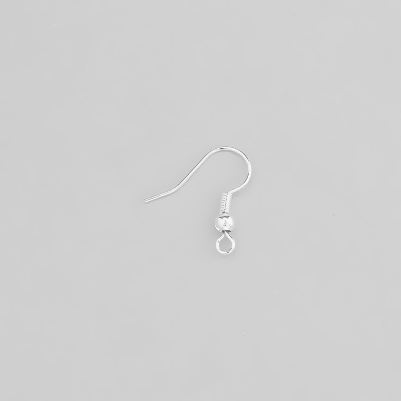Earwires with a ball and a spring / gilded with white gold / 2pcs / 18x16mm BIG18RWG