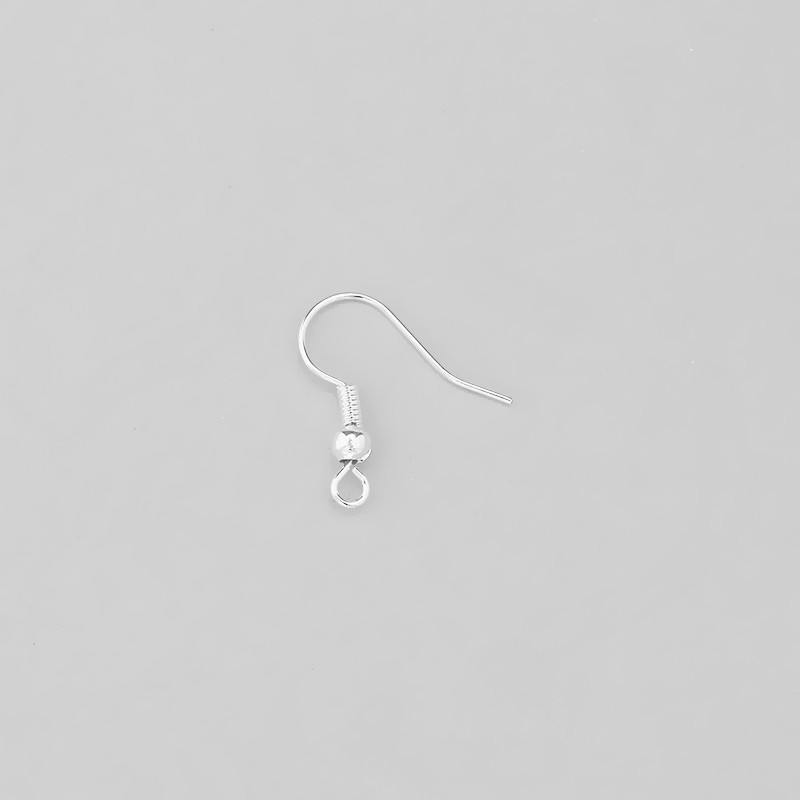 Earwires with a ball and a spring / gilded with white gold / 2pcs / 18x16mm BIG18RWG