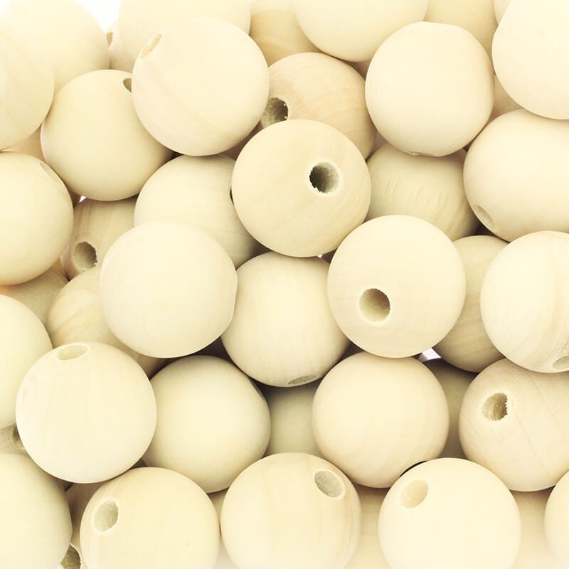 Wooden beads raw balls 25mm 5pcs DRKU25
