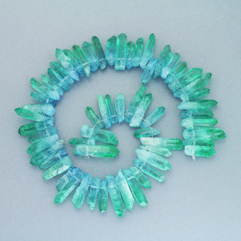 Dyed / shaded / turquoise-blue quartz / faceted icicles / 20-28mm / 1 piece KAKR49