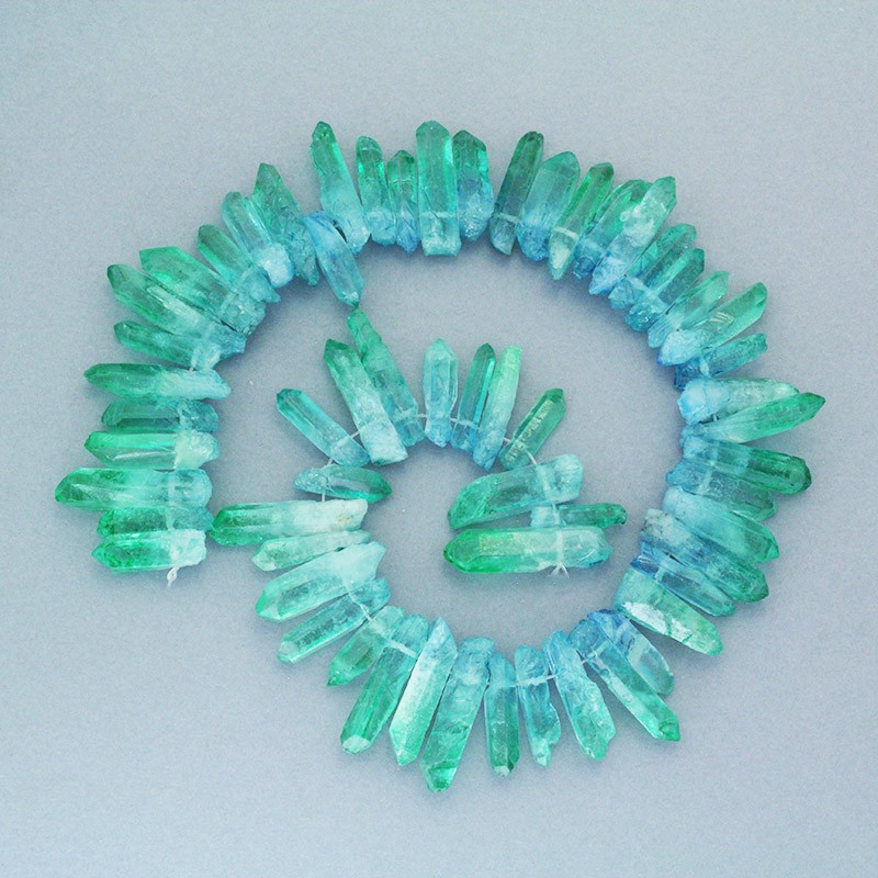 Dyed / shaded / turquoise-blue quartz / faceted icicles / 20-28mm / 1 piece KAKR49