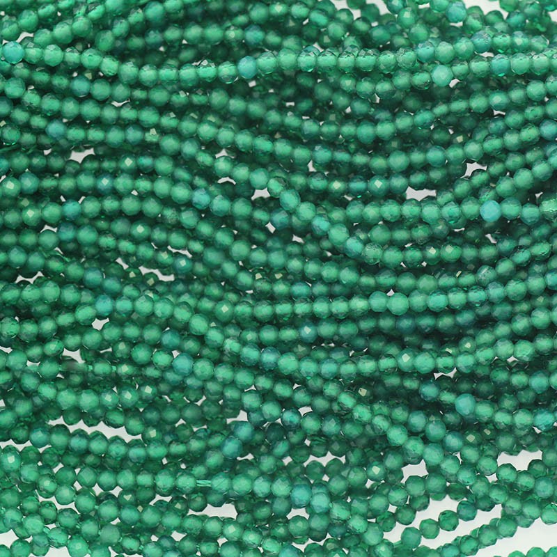 Agat zielony soczysty / koraliki / kulki fasetowane 2mm /sznur/ KAAGZ0201