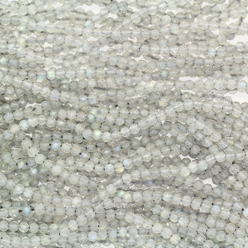 Labradorite / faceted 2mm balls / rope / KALBKU02